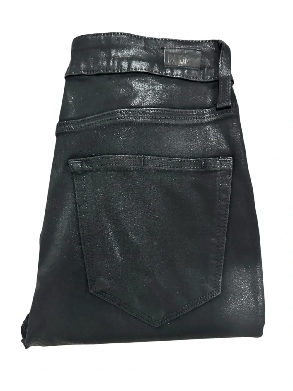 PAIGE Flaunt Denim Cheeky Skinny Jeans Coated Faux Leather Black NWT 29 $249